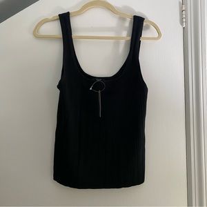 J.Crew Large Black Ribbed Knit Square Neck Tank Top **WITH TAGS**